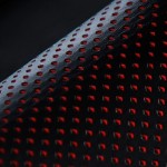 Rapide S - duotone perforated red and black leather (detail)