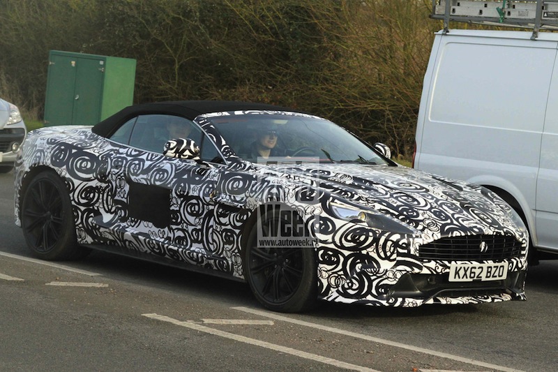 Camouflaged Vanquish Volante spy shot UK - front