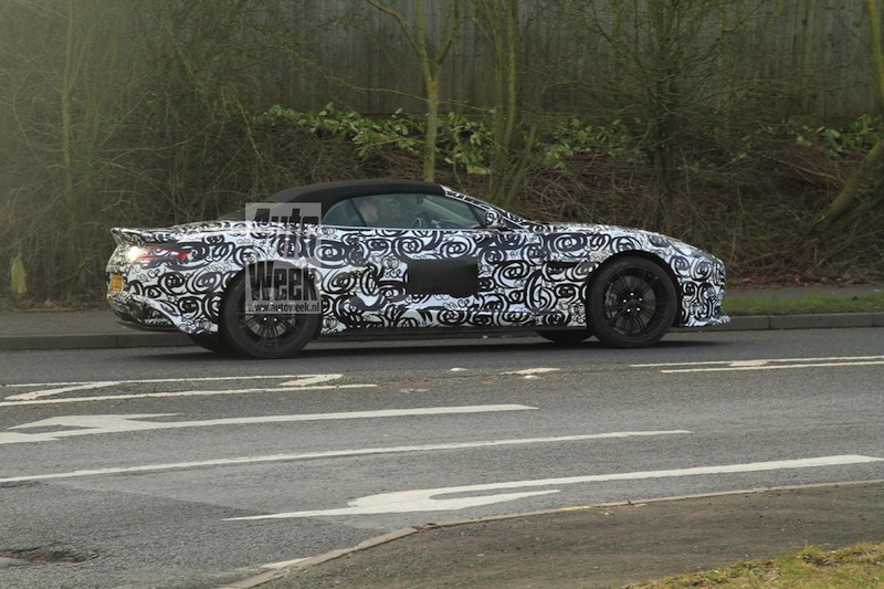 Camouflaged Vanquish Volante spy shot UK - side