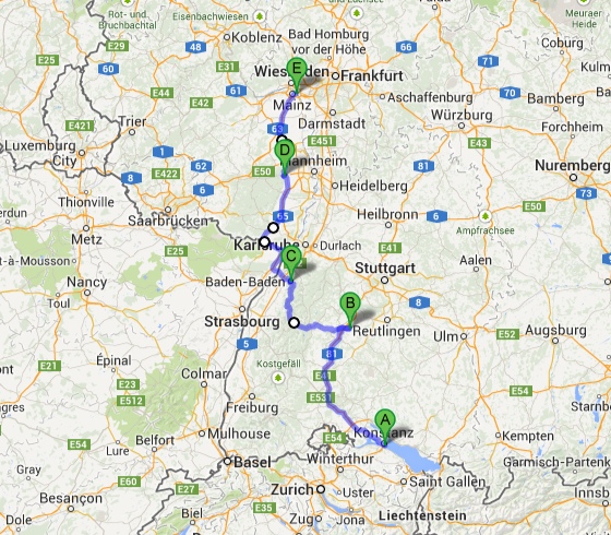 Route - Konstanz to Mainz