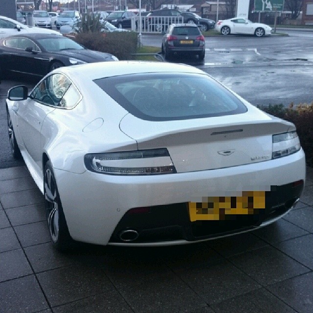 v12 vantage - morning frost white - rear