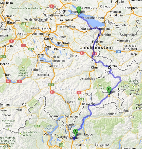 Route - Como to Konstanz