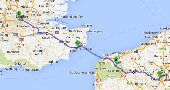 Route - Lille to London